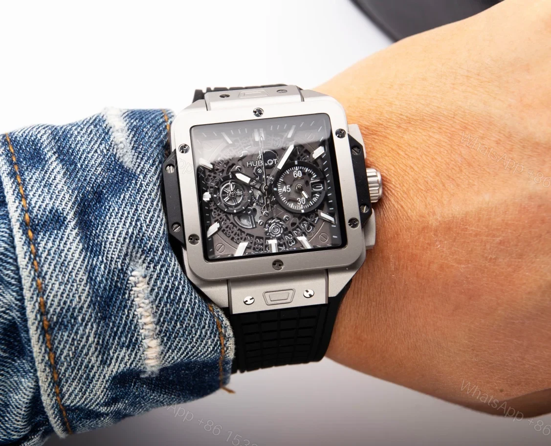 View 6 of Hublot Square Bang Unico Replica 42MM Premium Grey Rubber Strap Edition RG-HUBLOT-SQUARE-GREY-42