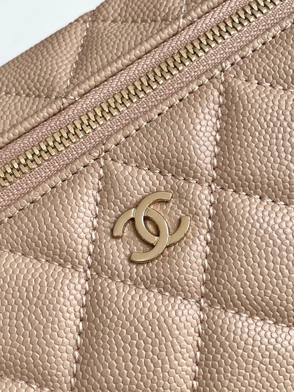 View 5 of Blush Quilted Mini Satchel with Gold Chain - Compact Luxury Crossbody