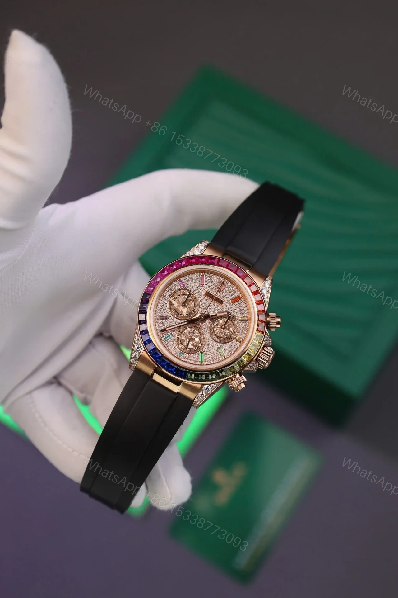 View 8 of Replica Rolex Cosmograph Daytona Rainbow Rubber Strap 40mm