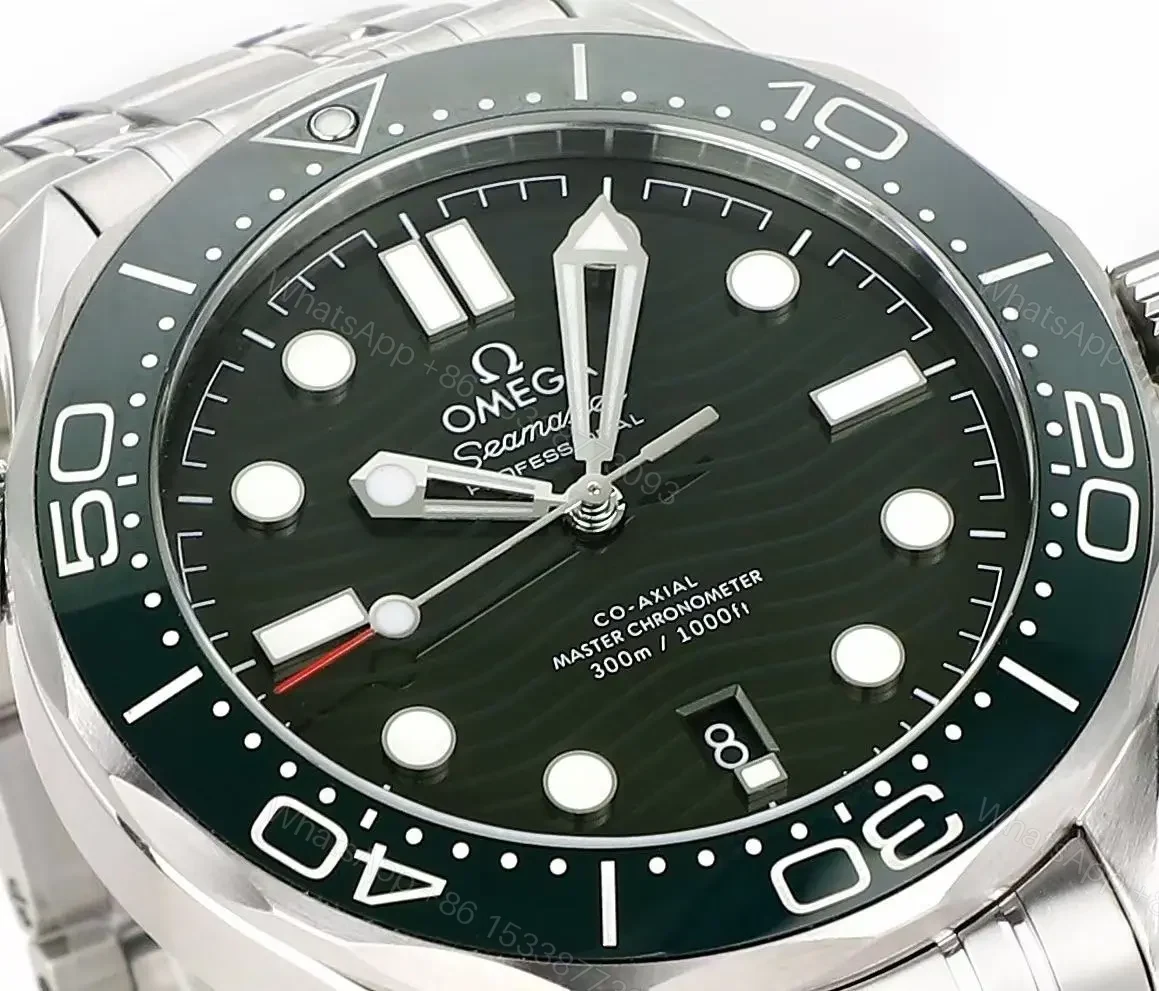 View 5 of Omega Seamaster Planet Ocean 600m Co-Axial Master Chronometer 42mm Diver’s Watch Black Ceramic Bezel Stainless Steel Case and Bracelet Green Dial with Super LumiNova Luminous Markers
