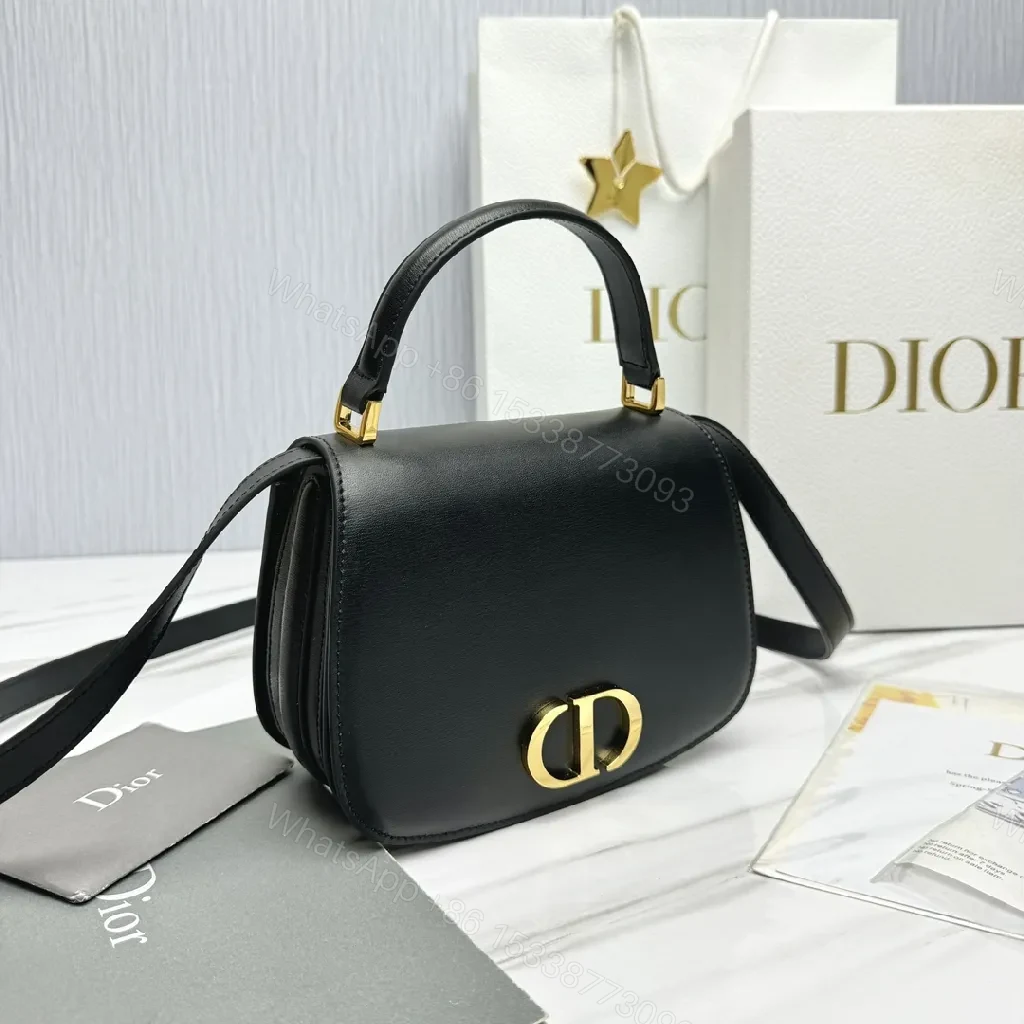 View 9 of Chic Black Leather Saddle Bag with Gold Hardware