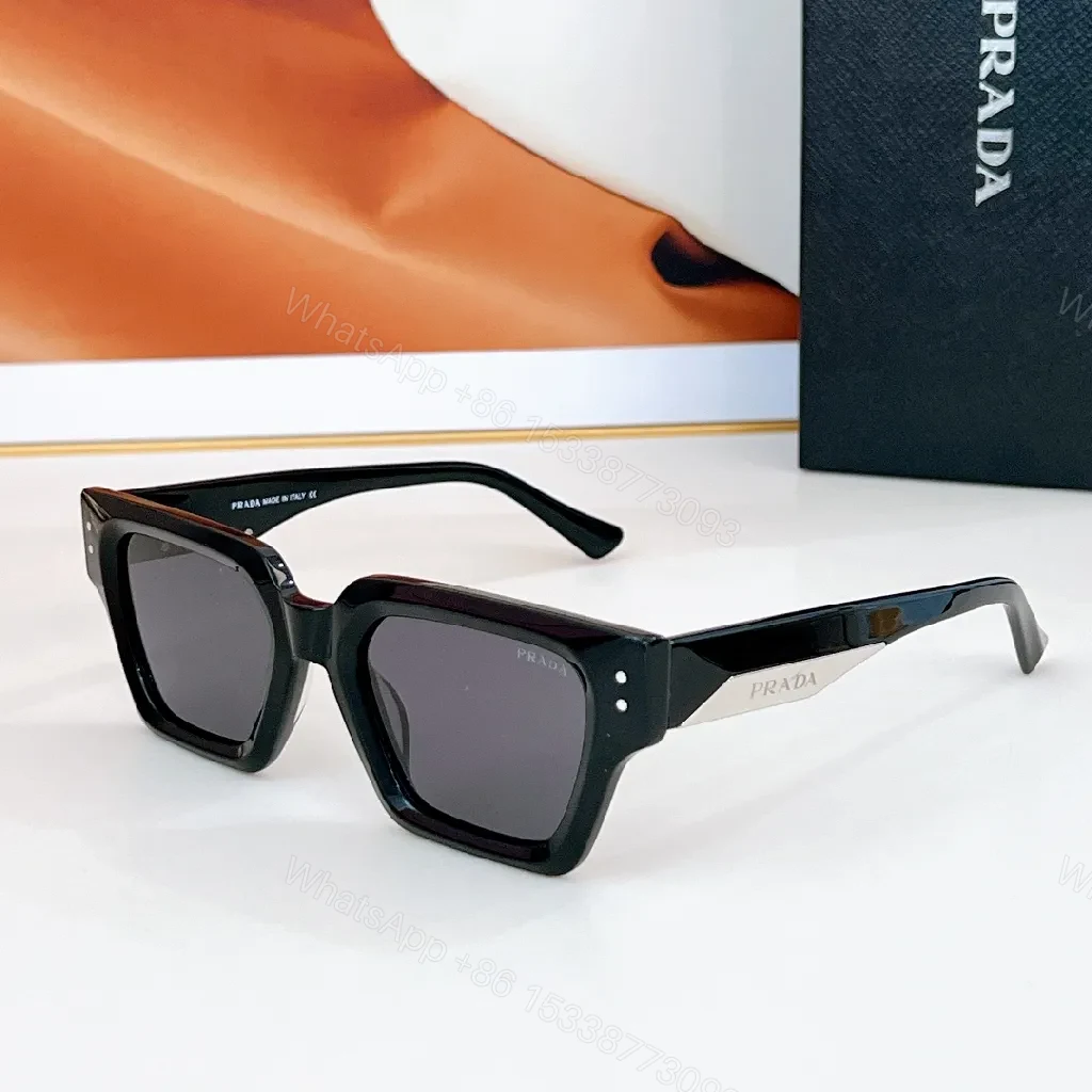 Bold Square Sunglasses in Black Acetate with Polarized Lenses — view 1