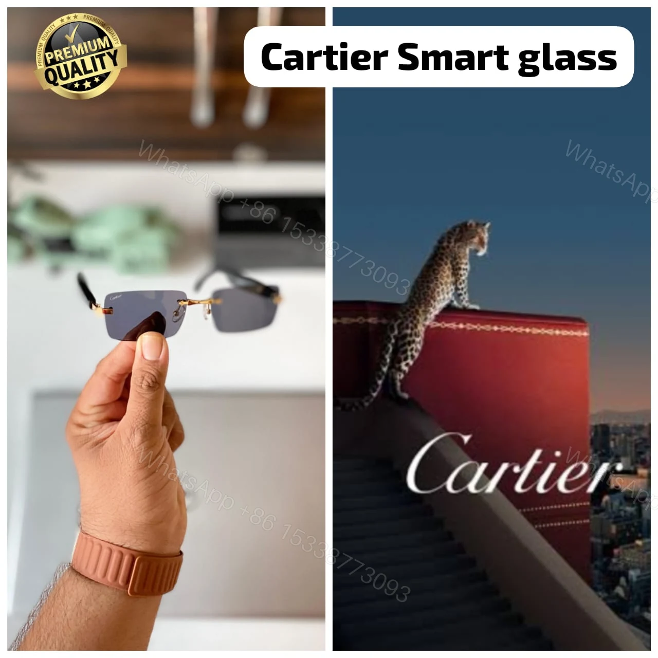 View 2 of Cartier Smart Glasses Metal Tinted Mirror Frame