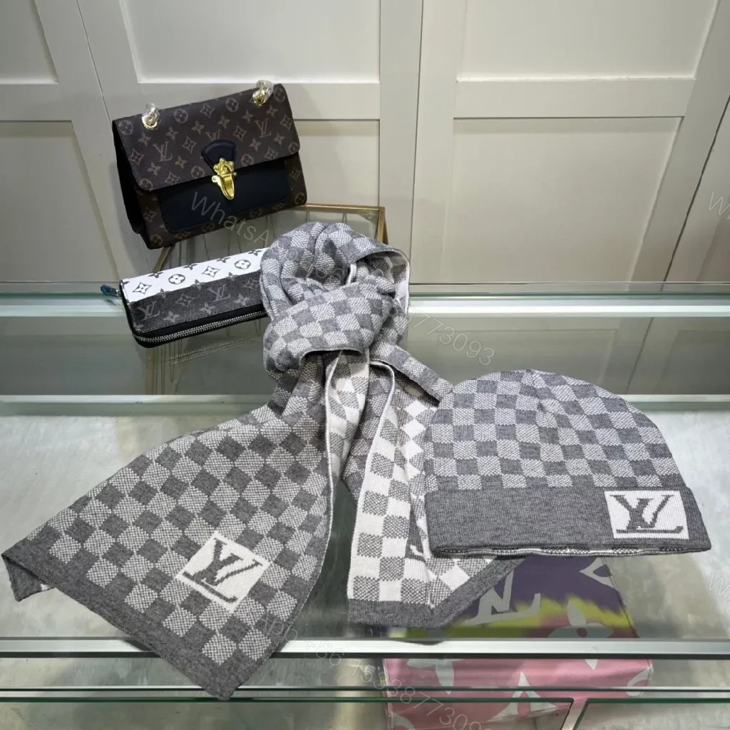 View 9 of Checkerboard Luxe Scarf & Wallet Set: Premium Knit, Subtle Designer-Inspired Accent