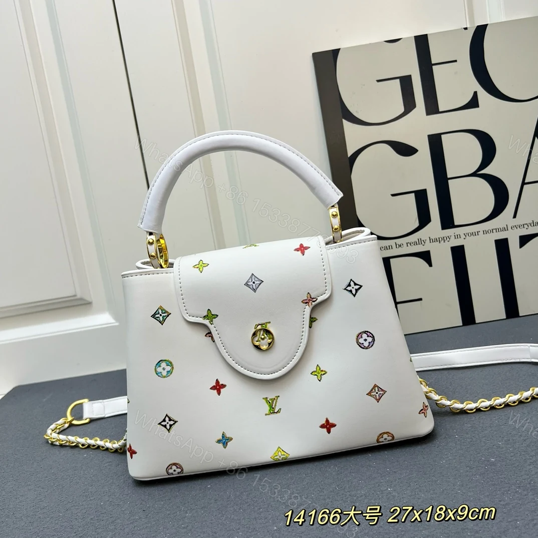 LV A貨 14166 大號白色彩標手提包 27x18x9cm鏈條肩背包 — view 1