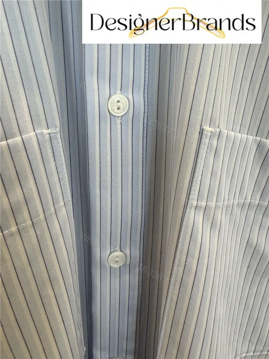 View 9 of Chanel Blue and White Striped Cotton Poplin Shirt