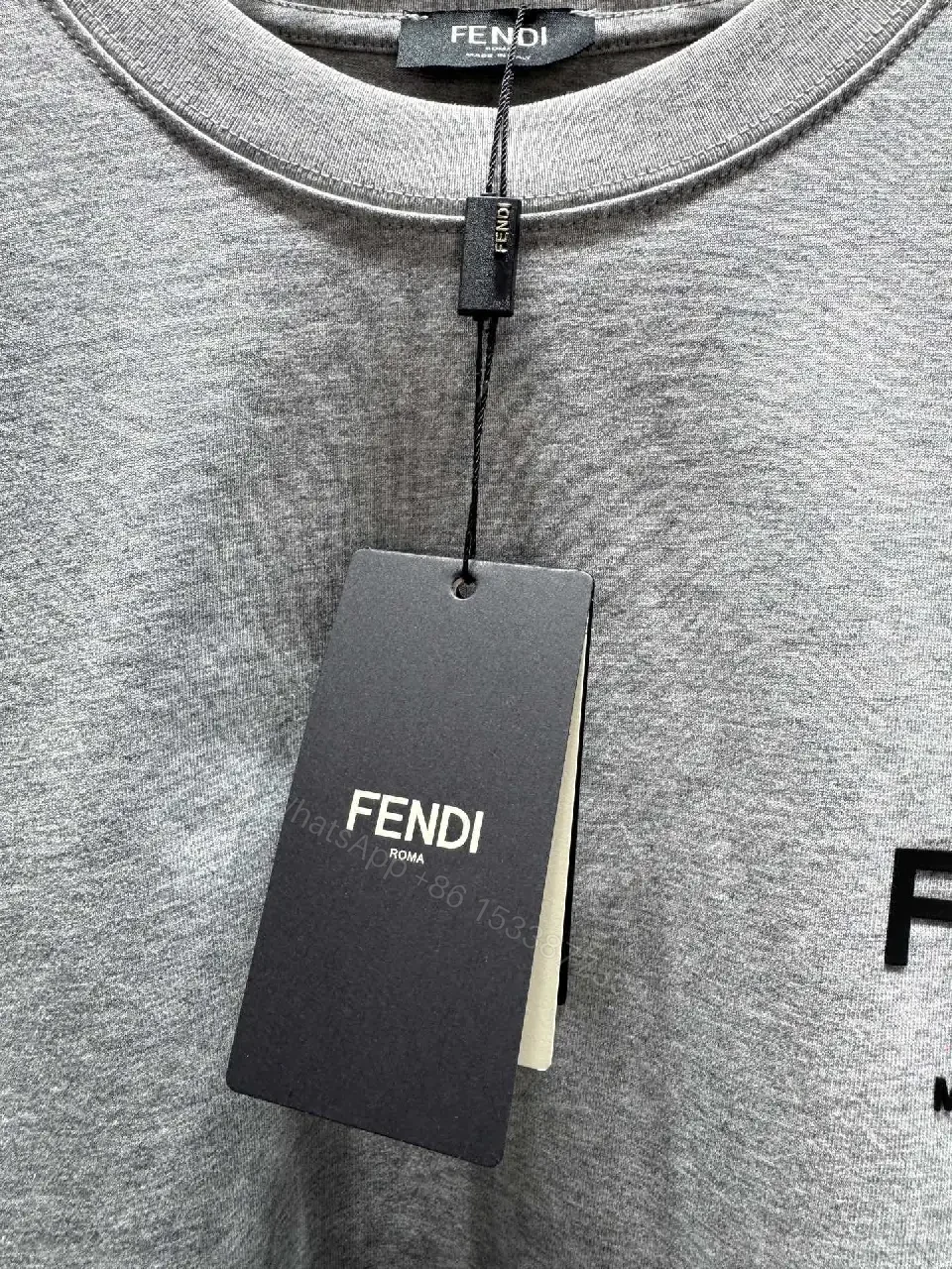 View 7 of Grey Cotton Blend Tee, Subtle Luxury, Logo Accent T-Shirt