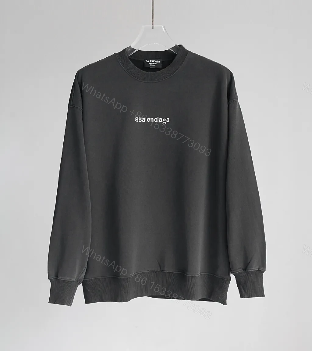 Charcoal Cotton Minimalist Logo Sweatshirt with Elevated Details — view 1