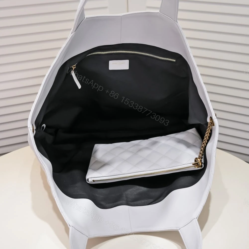 View 8 of Saint Laurent Icare Maxi Shopping Bag In Quilted White 50Cm 698651AAANG1000