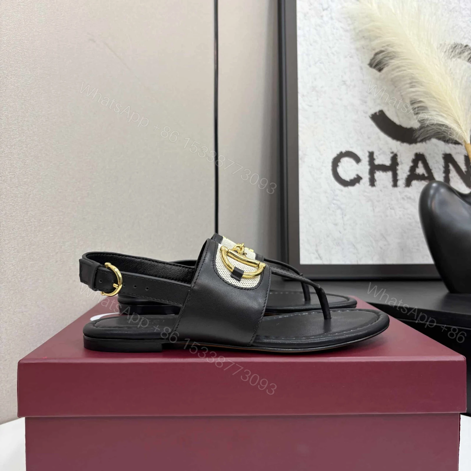 View 2 of GUCCI WOMEN’S THONG SANDAL WITH HORSEBIT BLACK 834431 AAEZJ 1072