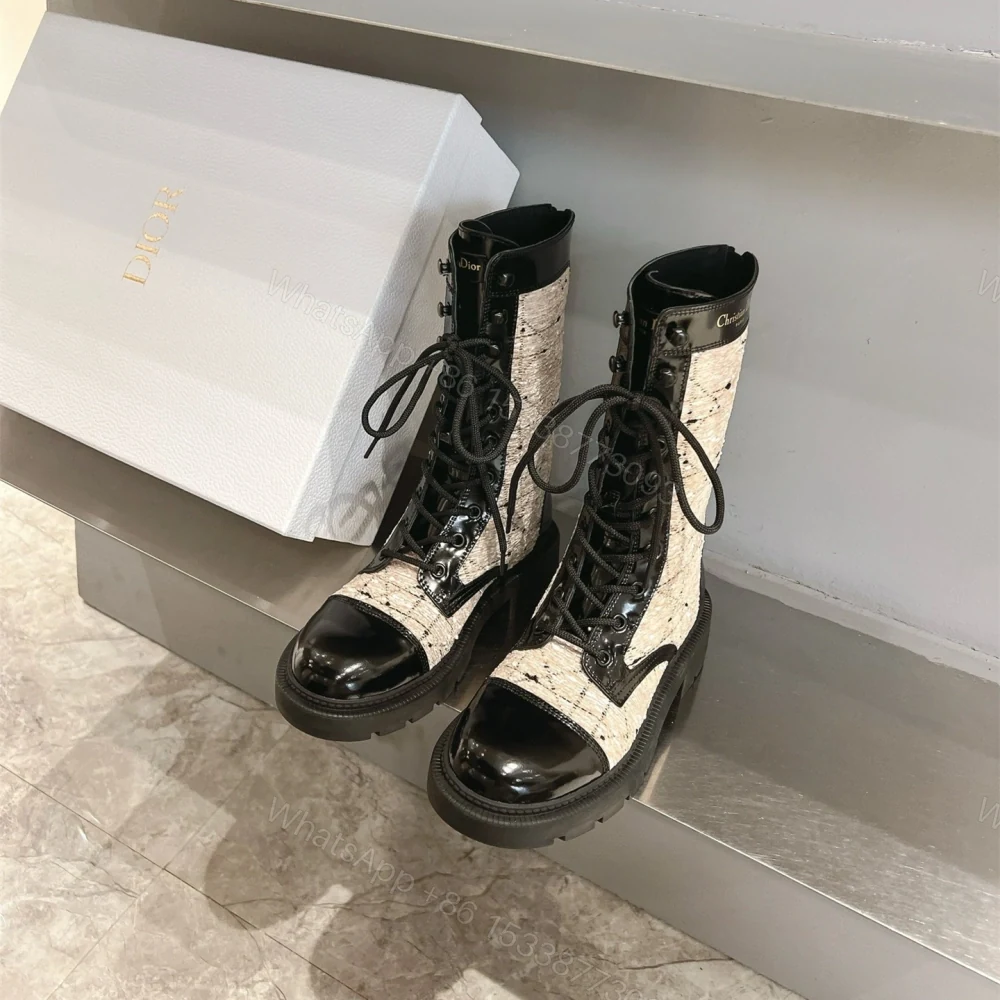 View 9 of 高仿Dior*D-Unit系列KDT133走秀款工裝中筒靴秋冬季膚色免檢版