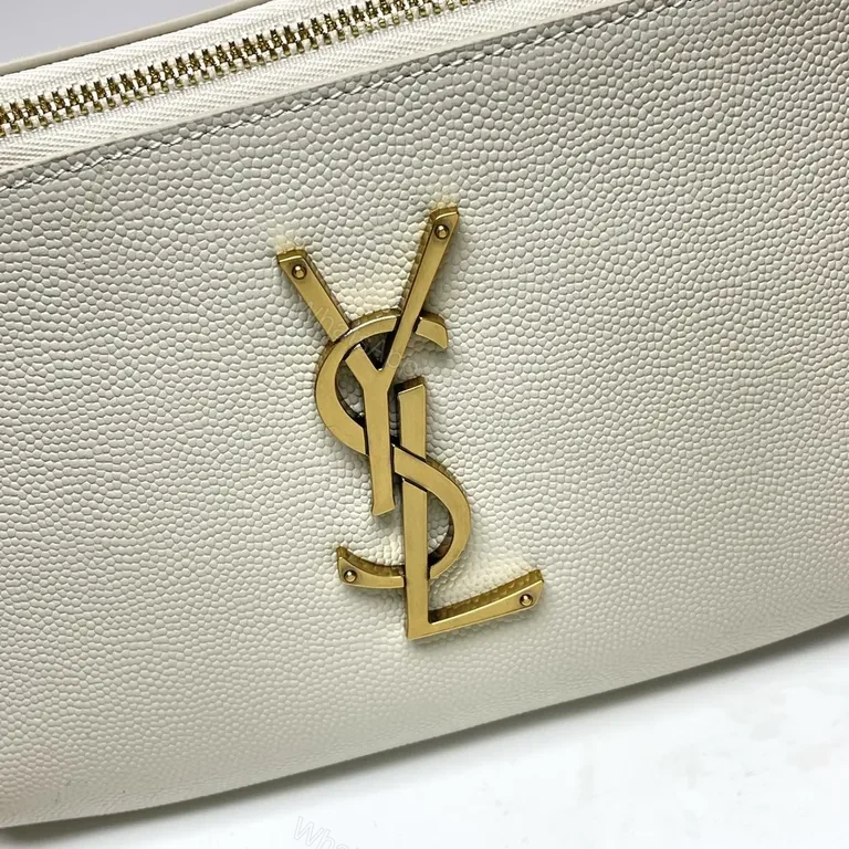 View 5 of Gold Logo Belt Bag: Textured Leather Minimalist Crossbody/Waist Bag