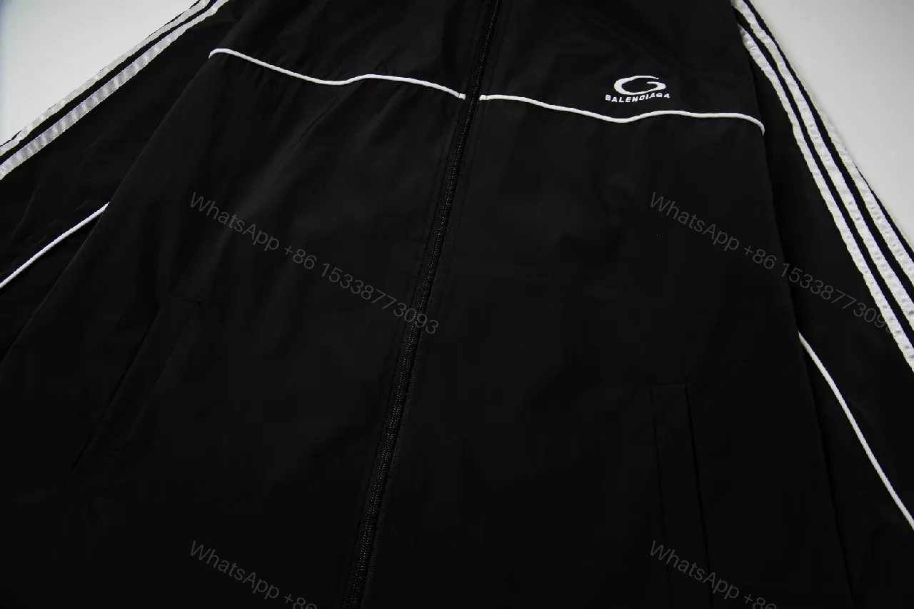 View 9 of Black + Windbreaker + Streetwear + Contrast piping + Windbreaker