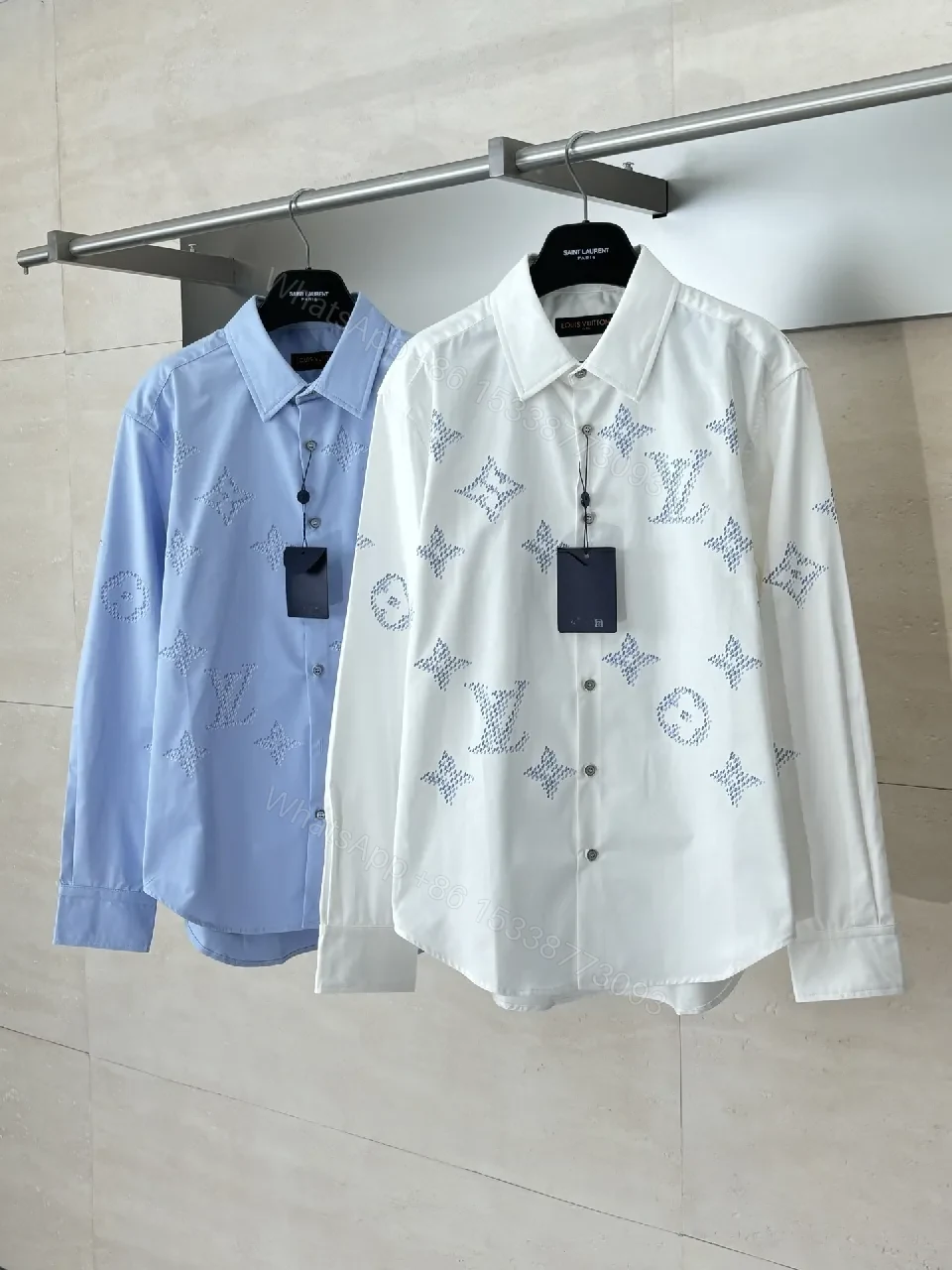 View 3 of Patterned White Shirt - Monogram Detailing, Lux Everyday Comfort