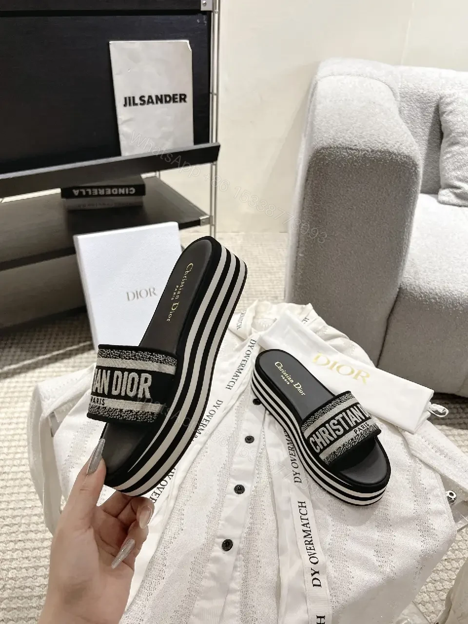View 2 of Black Fabric Casual Comfort Arch Support Sliders