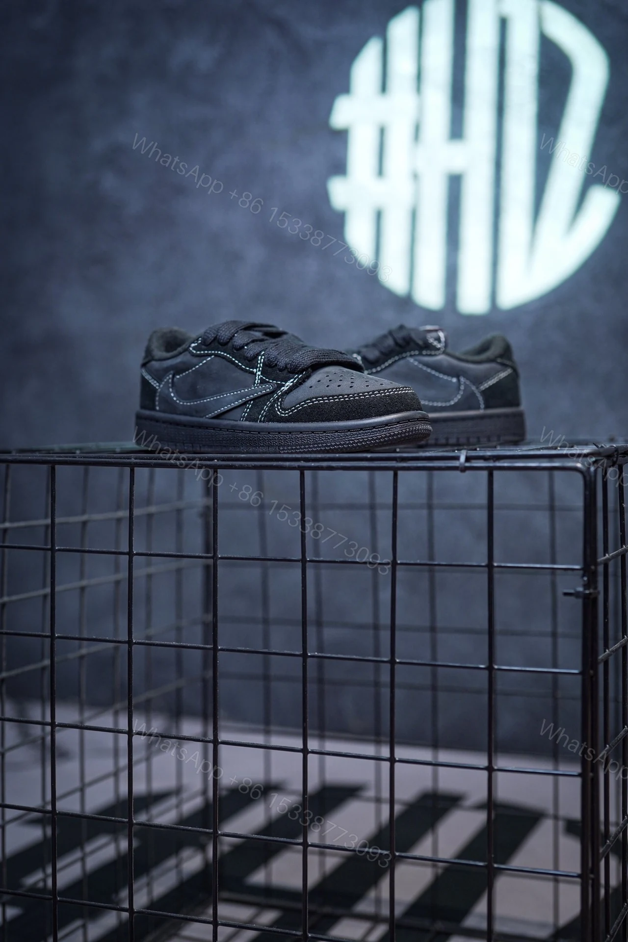 View 2 of Kid Shoes TS x Air Jordan 1 Low Black Phantom