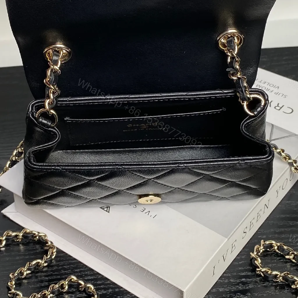 View 8 of Quilted Leather Shoulder Bag: Gold Chain, Compact Glam