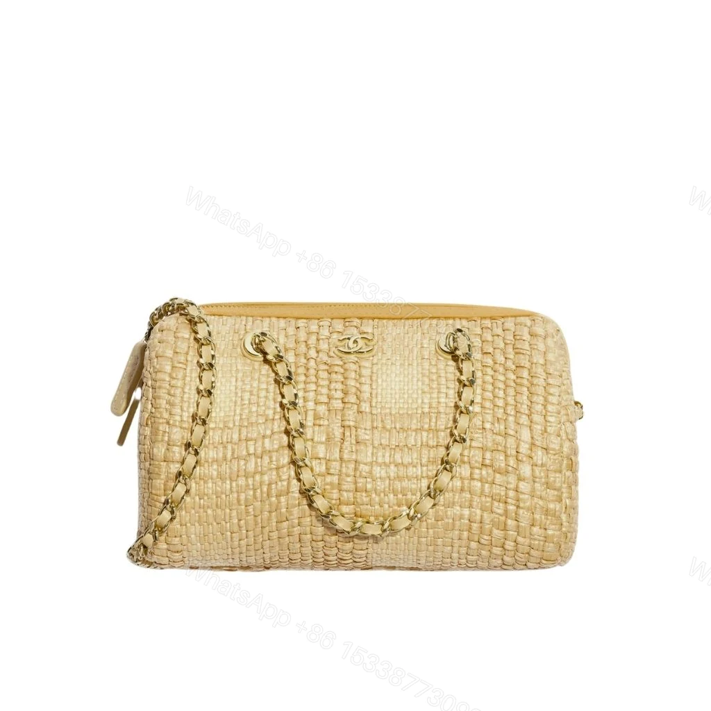 Chanel Classic Clutch With Chain Bag Braided Raffia Beige 20Cm — view 1