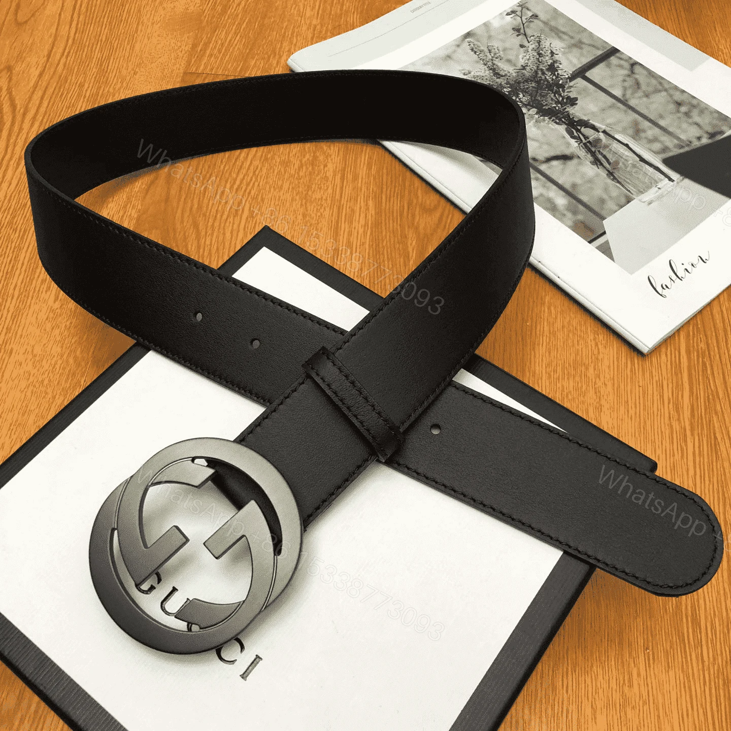 View 3 of GUCCI INTERLOCKING-G LEATHER BELT – B12