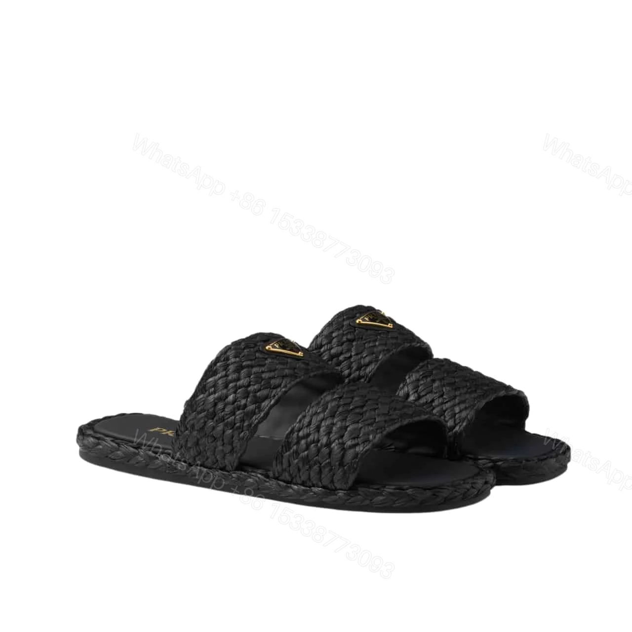 PRADA RAFFIA SLIDES BLACK 1XX749 027 F0002 F 020 — view 1