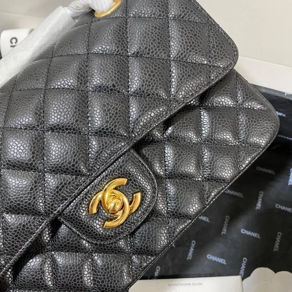 View 5 of Quilted Leather Flap Bag - Black Gold Hardware, Chic Evening Style