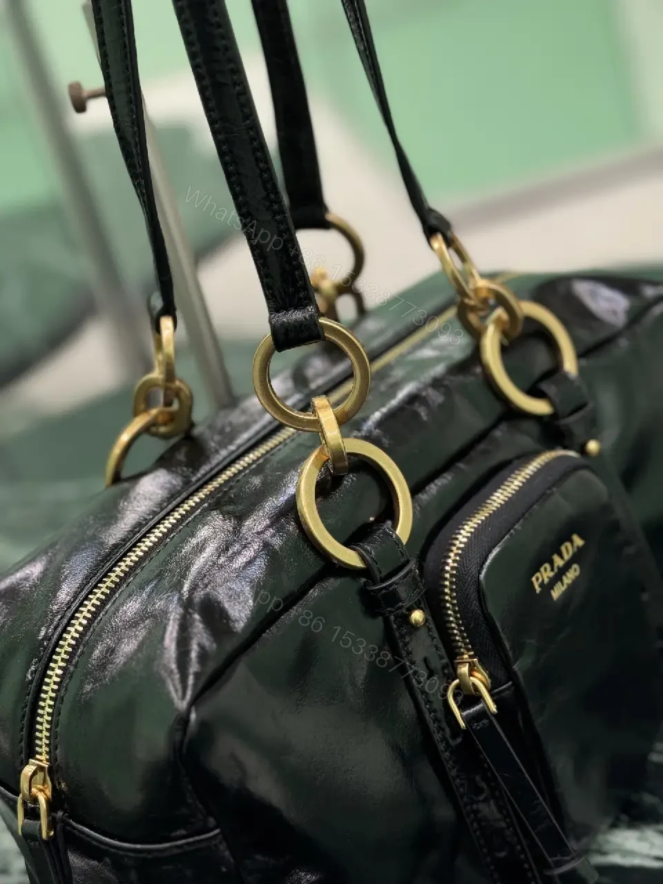 View 4 of Gloss Black Luxury Handbag: Structured, Practical Chic Bag