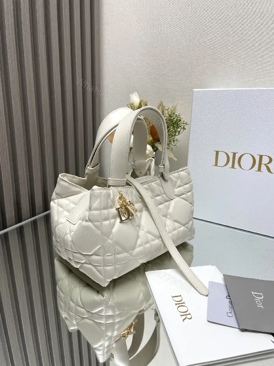 View 5 of Quilted Mini Bag - Gold Charm, Crossbody + Top Handle