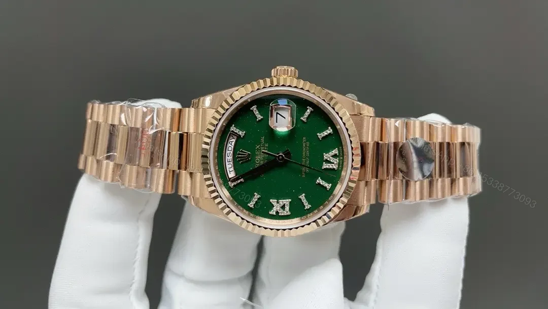 View 2 of Rolex Day-Date 36 Everose Gold – Fluted Green Aventurine President 128235-0068