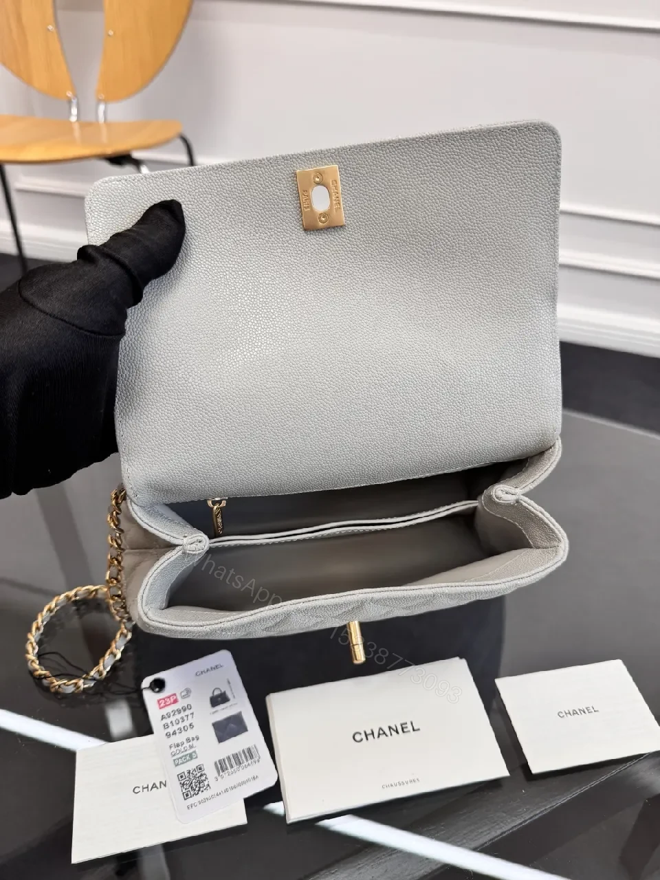 View 2 of Light Grey Quilted Camera Bag: Modern Texture, Classic Charm