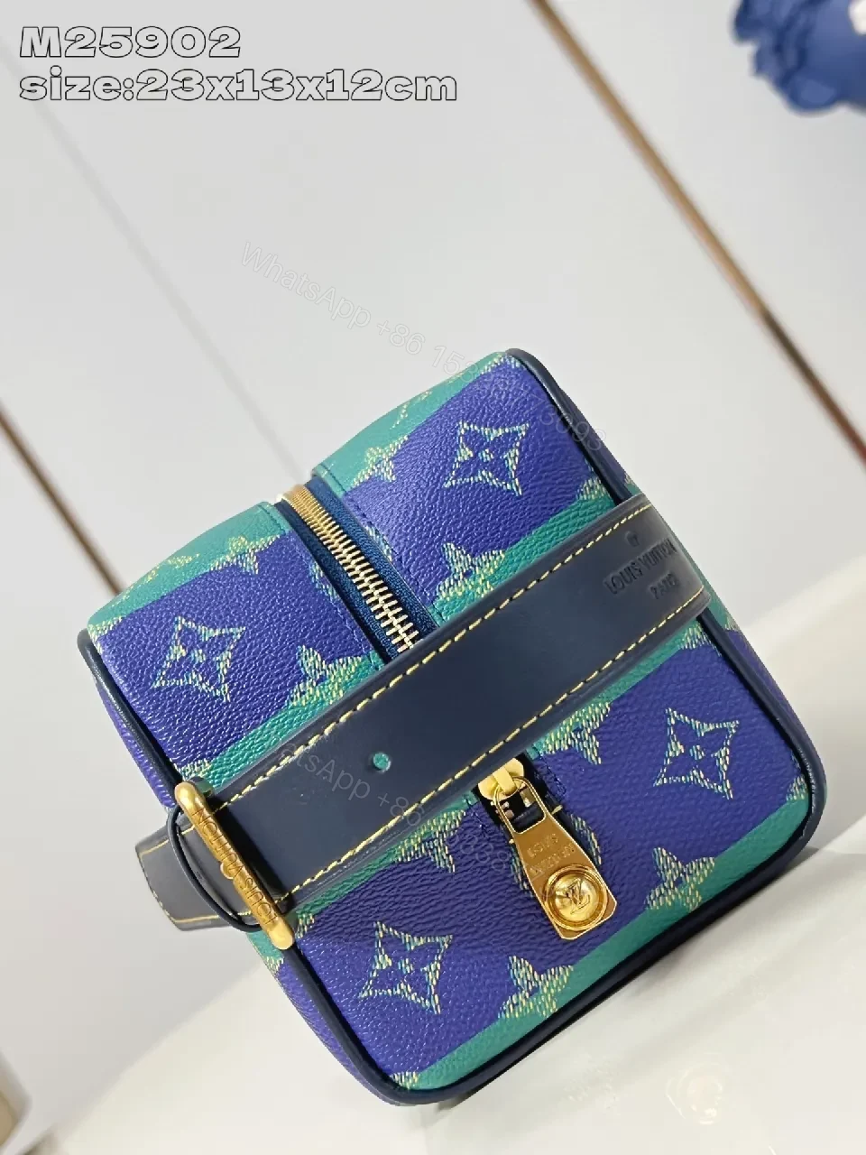 View 3 of Colorful Monogram Wallet — Striped Accent, Compact Luxury, Zippered Cardholder