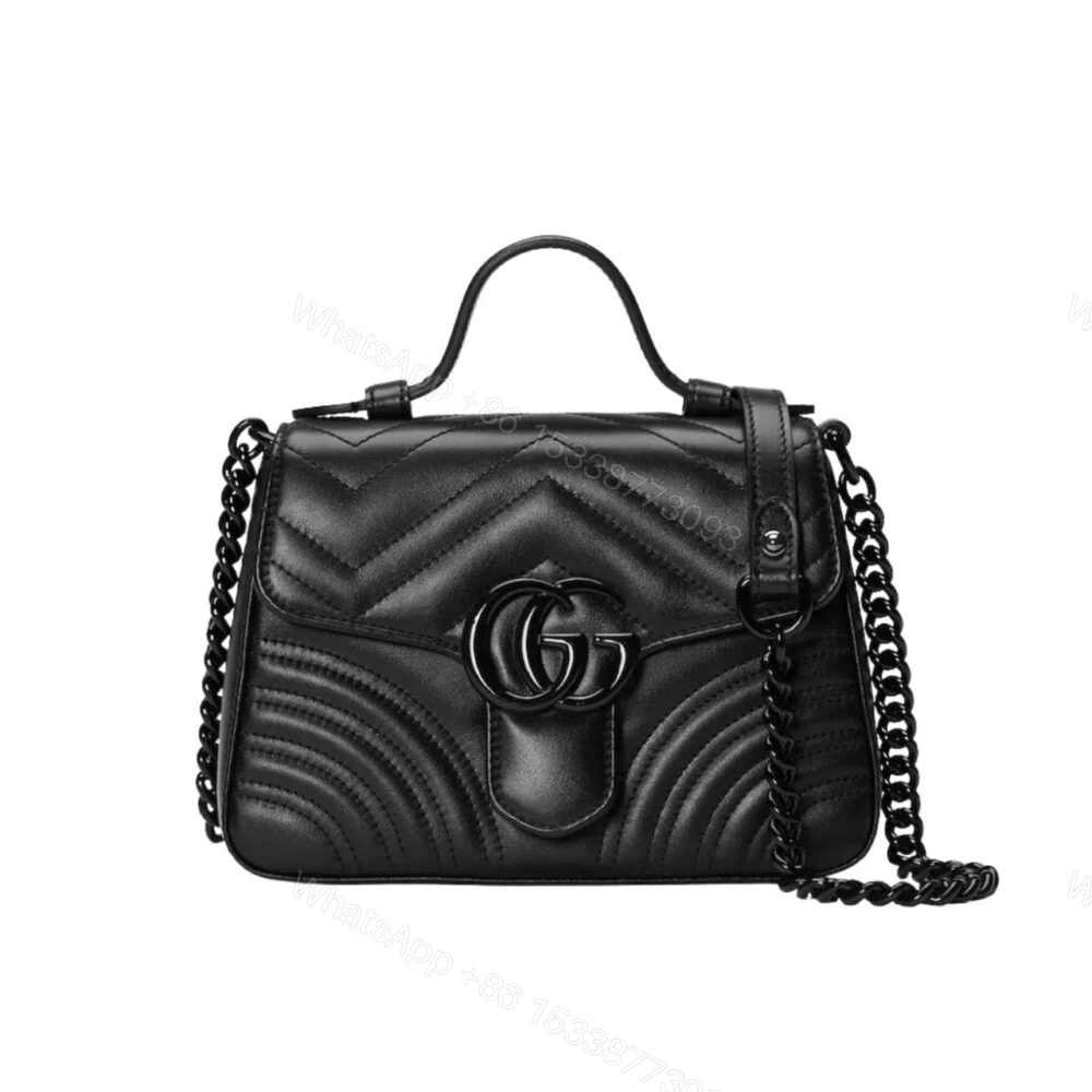 Gucci GG Marmont Mini Top Handle Bag Black 22Cm 702563 DTDFV 1000 — view 1