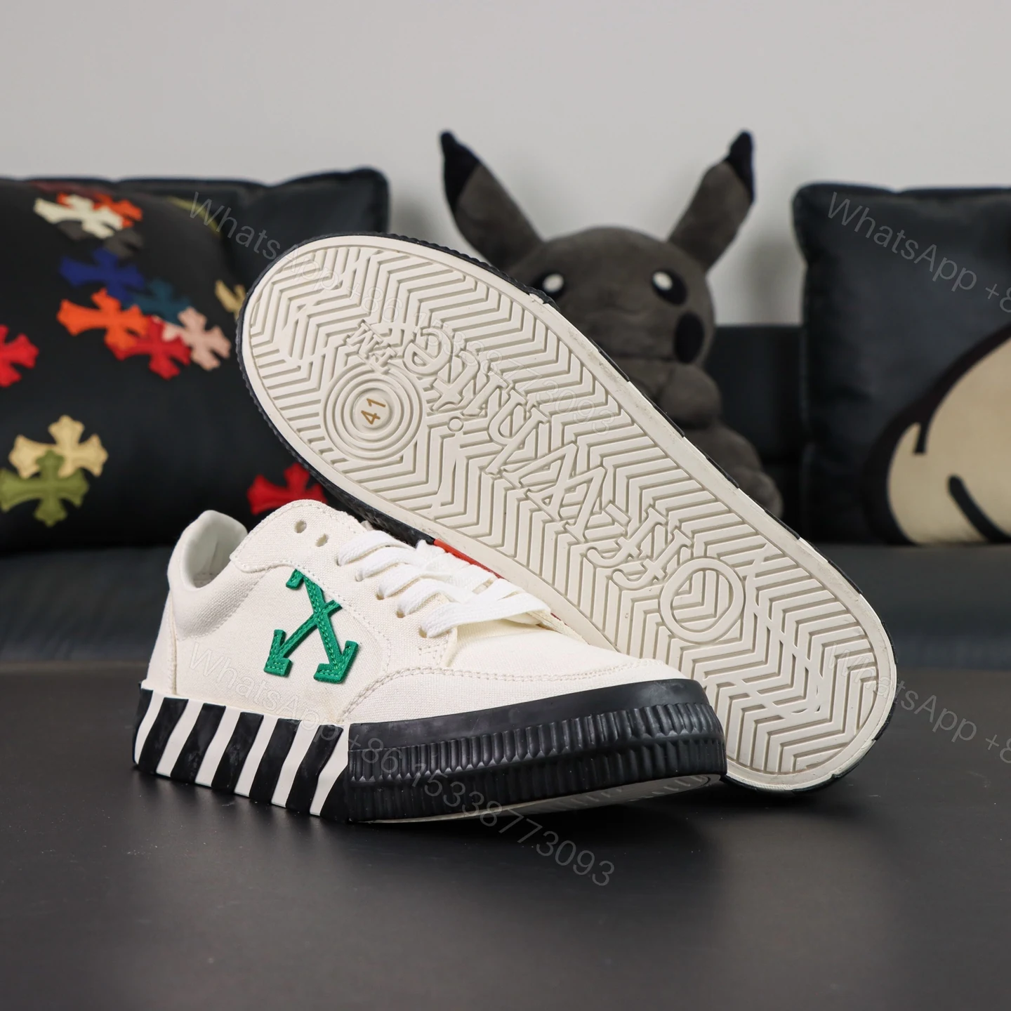 View 3 of Off White Low Vulcanised White Green