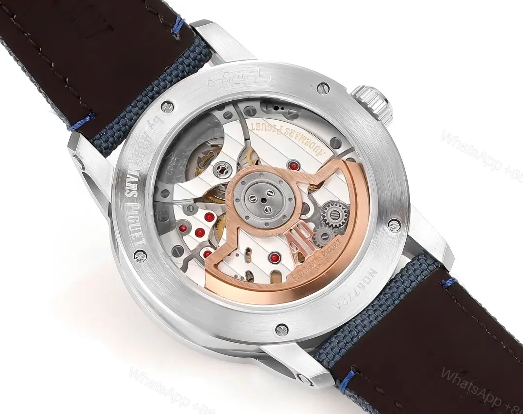 View 5 of TWA Factory Audemars Piguete CODE 11.59 Automatic Watch – Night Blue Dial, Stainless Steel Case, Blue Fabric Strap, 41mm