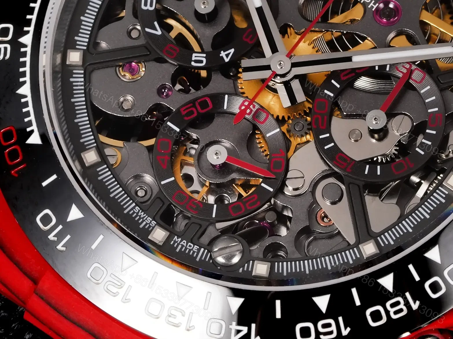 View 5 of Rolex Daytona Carmine Red Skeleton Replica ROLEX-DAYTONA-RED-SK