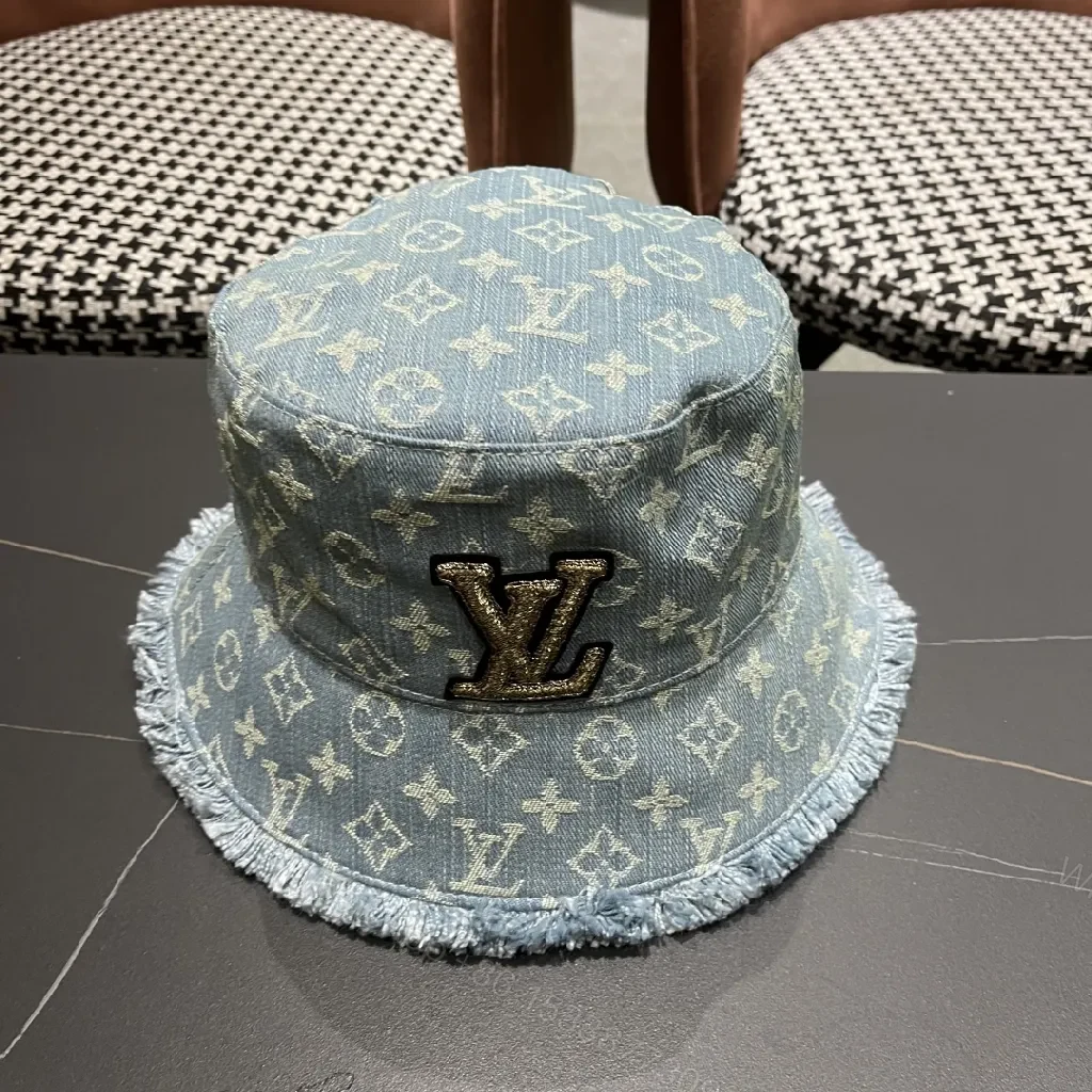 View 3 of Denim Bucket Hat with Monogram Detail – Casual Luxury & Comfort