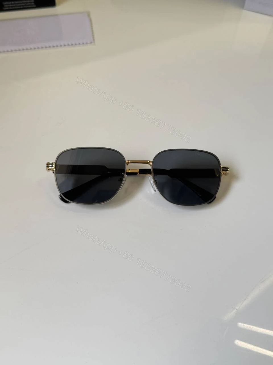View 4 of First Copy Chanel Round Black Sunglasses Metal Frame Unisex UV Protection
