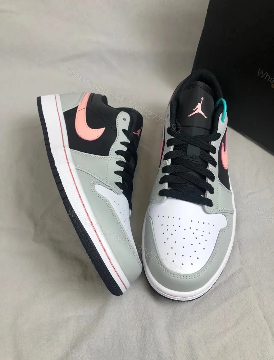 View 4 of Air Jordan 1 Low Black Grey Pink4 553558-062