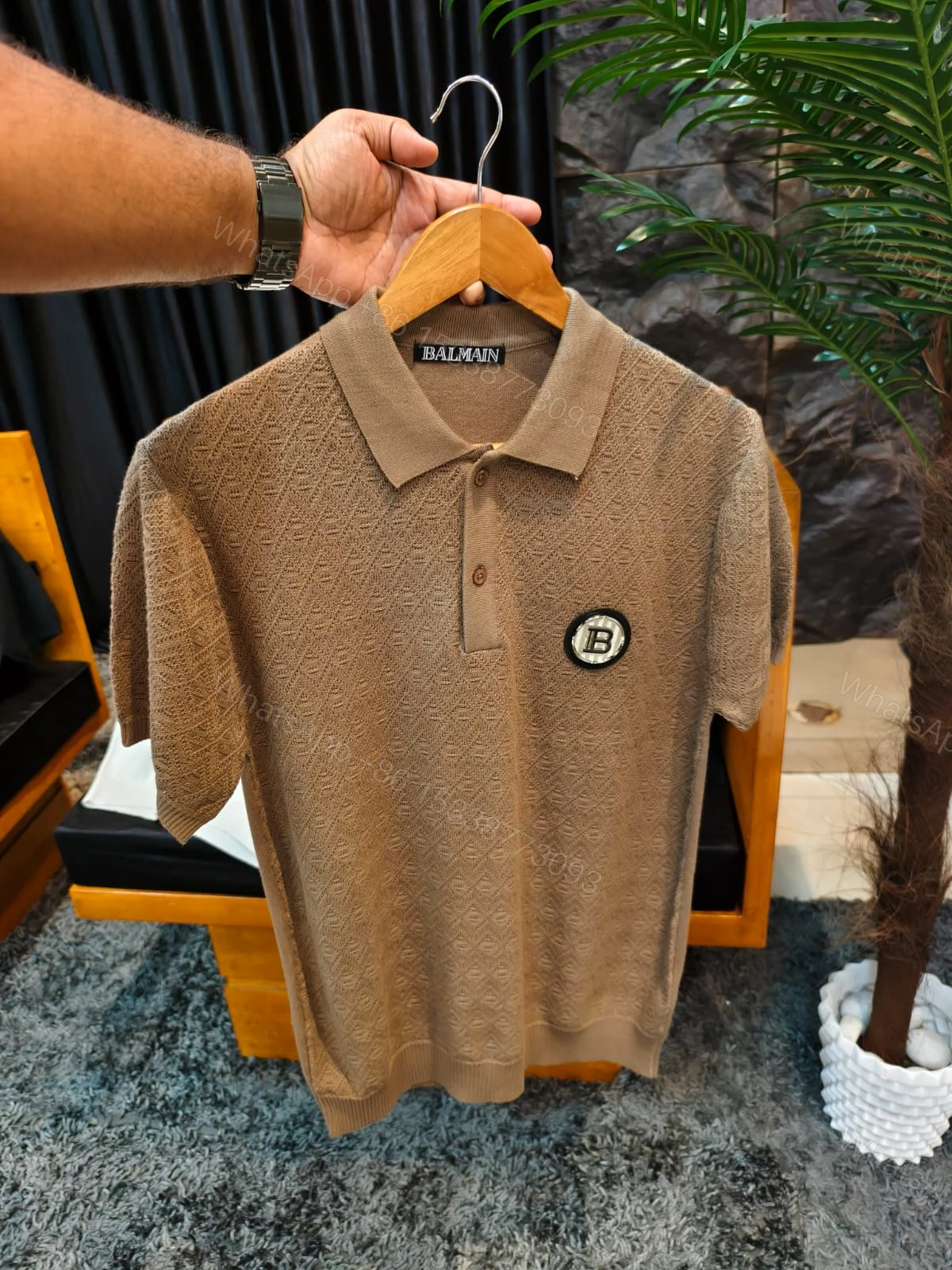 FIRST COPY BALMAIN IMPORTED SUMMER BREATHABLE FABRICS COLLAR POLO T-SHIRT — view 2