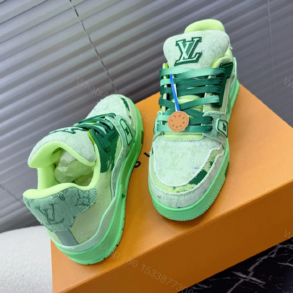 View 4 of Lime Premium LV-Inspired High-Top Sneakers with Comfort