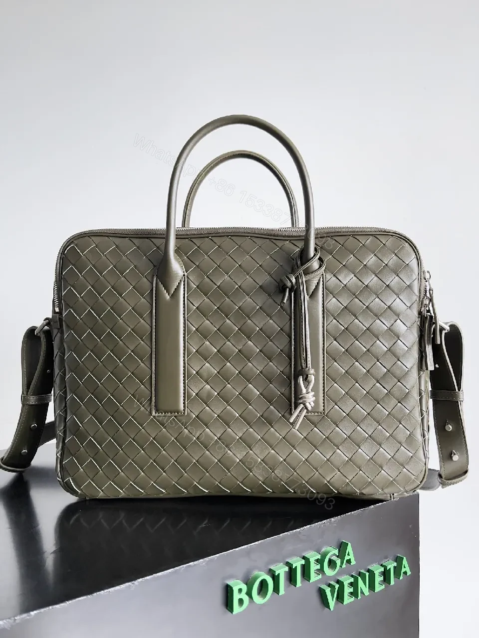 Woven Leather Structured Satchel: Luxe Everyday Handbag — view 1