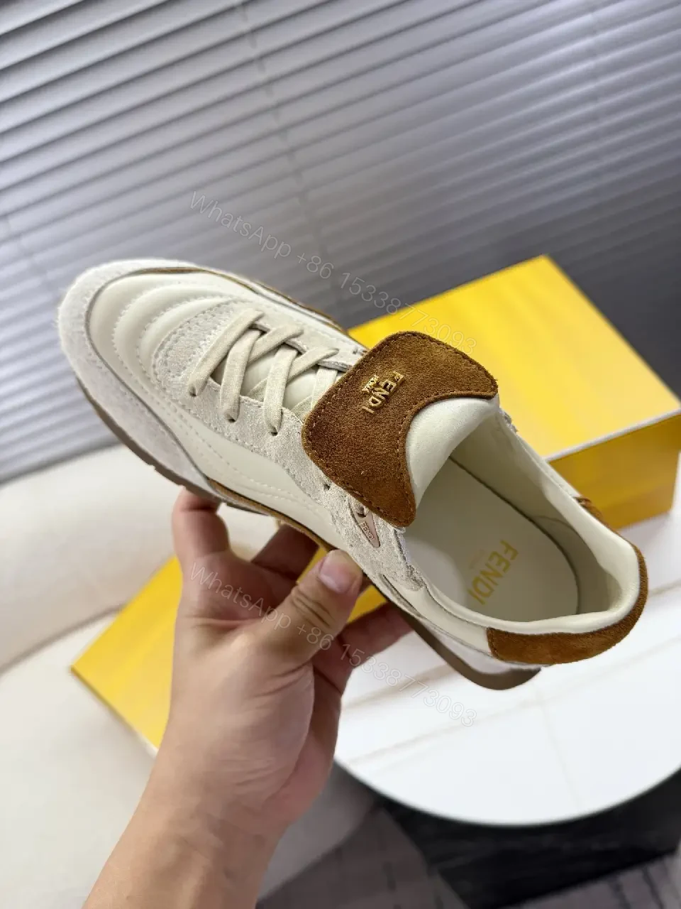View 10 of White Leather Suede Casual Adjustable Velcro Fashion Sneaker
