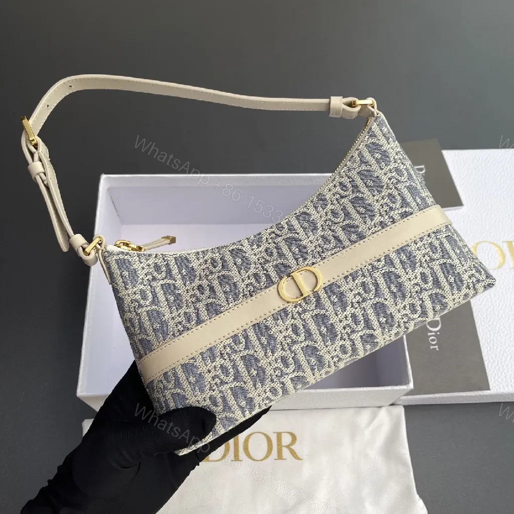 View 5 of Denim Jacquard Mini Bag with Gold-Accent Hardware