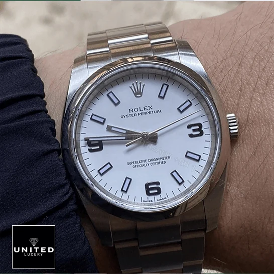 View 10 of Rolex Air King Stainless Steel White Dial 114200 Replica