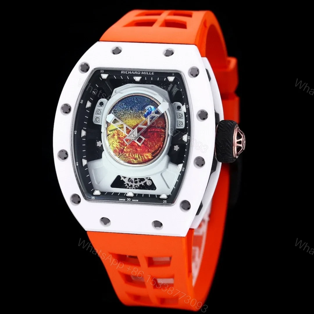 View 2 of Richard Mille RM52-05 Pharrell Williams Mars Mission Watch White Case Orange Strap Premium Edition RM-RM52-05-PW-WHT-ORG