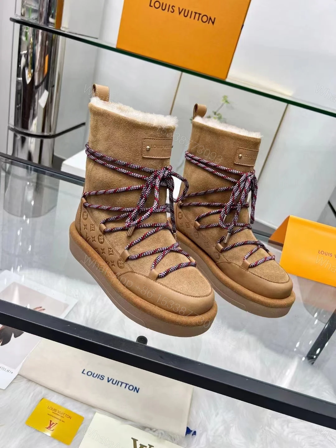 View 4 of LOUIS VUITTON ASPEN PLATFORM ANKLE BOOT BEIGE 1AC767