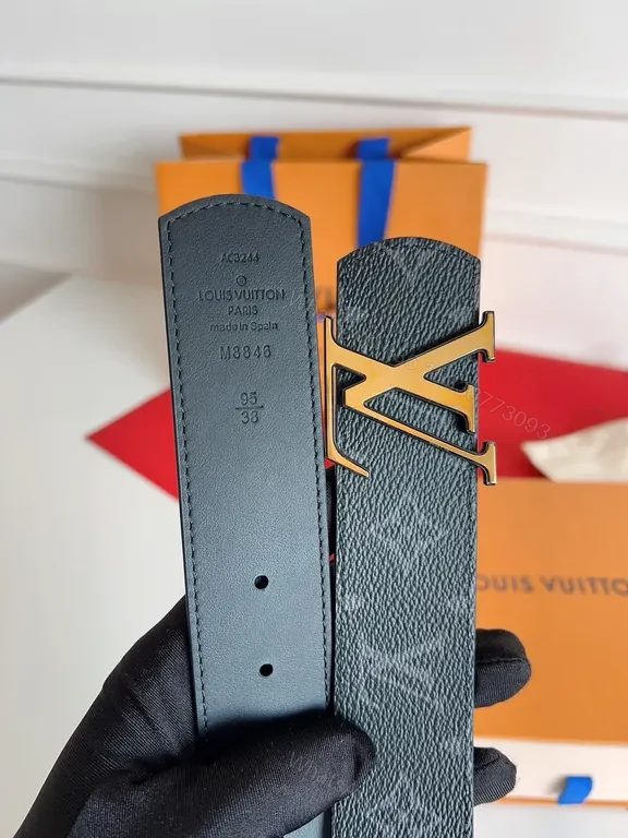 View 6 of Bold Monogram Belt: LV Gold Buckle Luxury Texture Belt