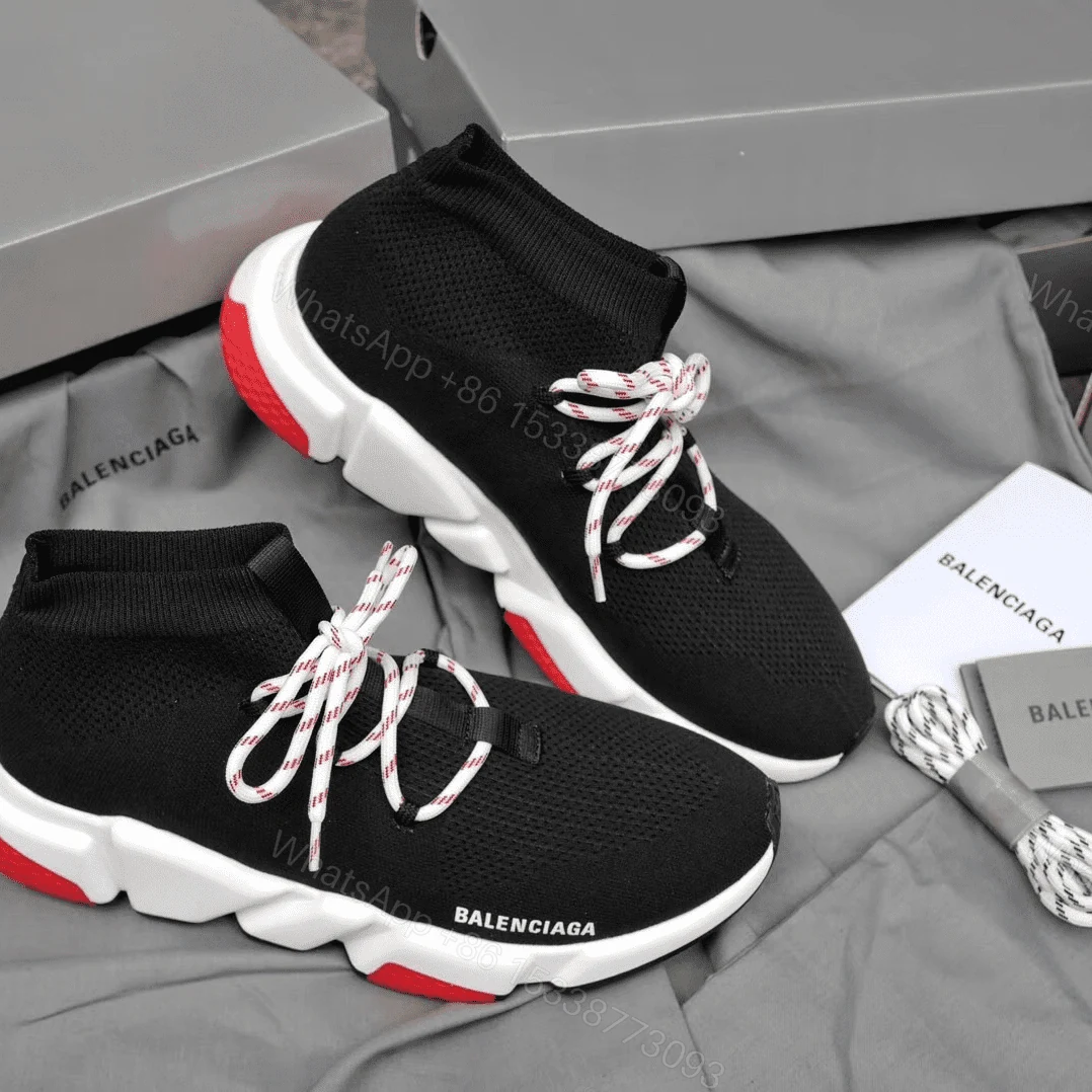 View 6 of BALENCIAGA SPEED TRAINER LACE UP BLACK RED – BB015