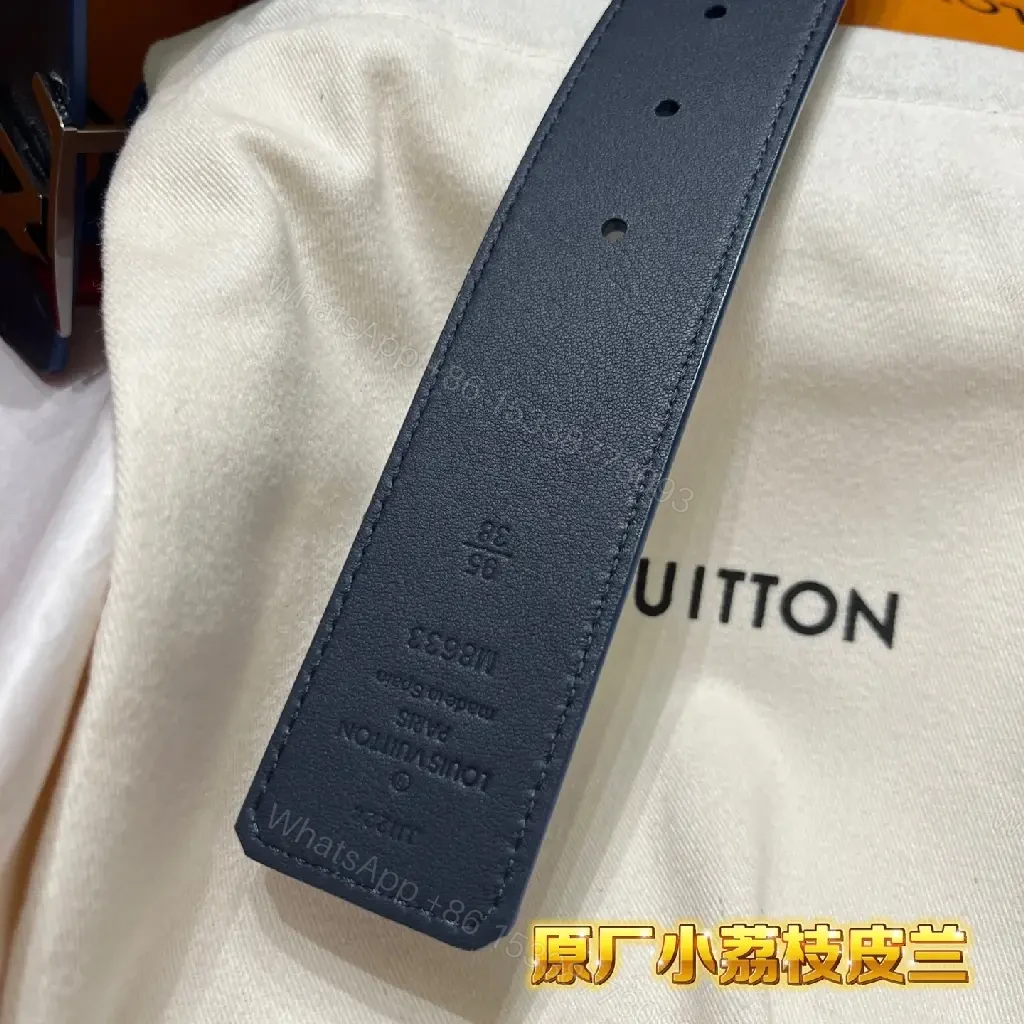 View 7 of Chic Monogram Leather Belt — Navy, Classic Modern Style, Durable