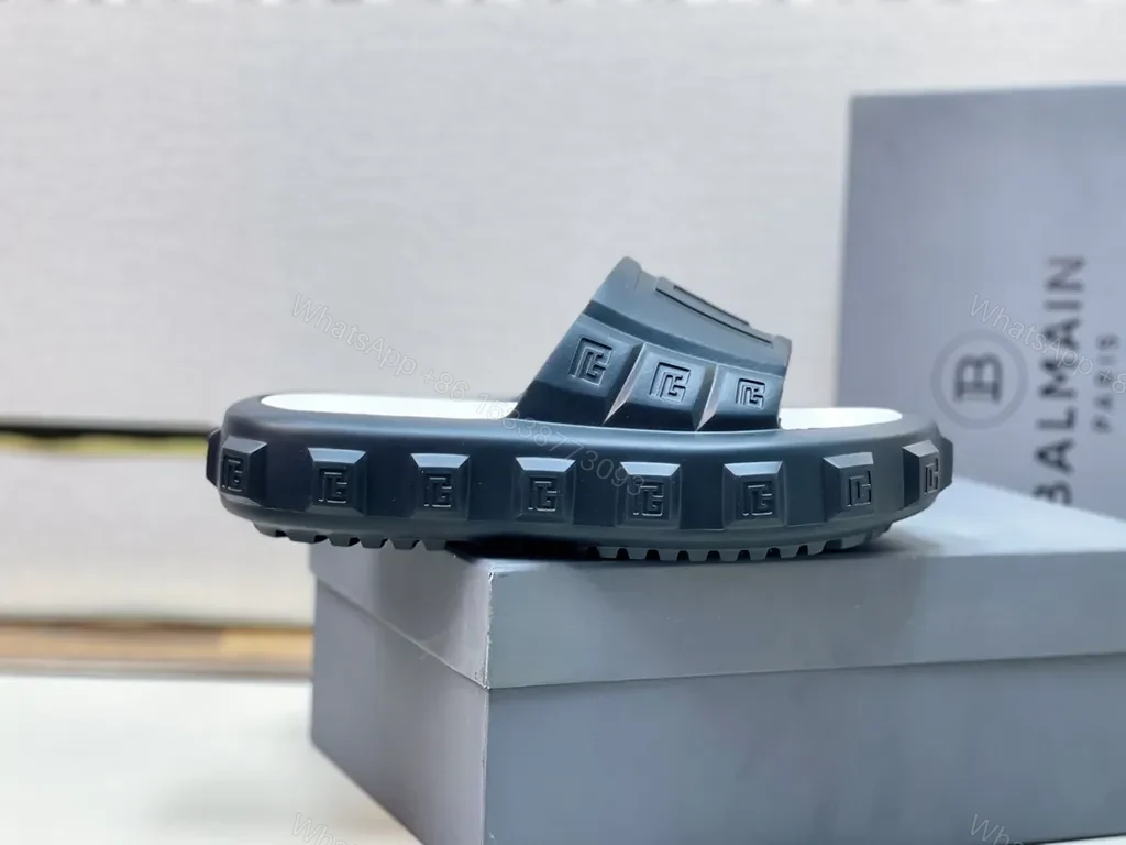 View 6 of Monochrome Balmain Embossed Slide with Cushioned Comfort
