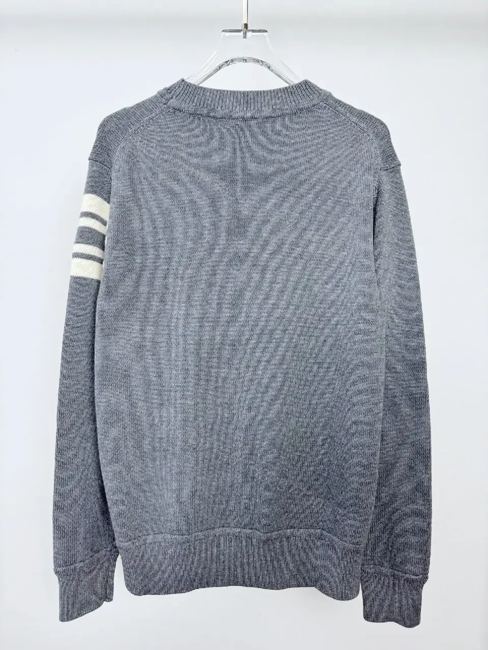 View 10 of Gray Knit Crewneck Sweater – Subtle Texture, Logo Accent